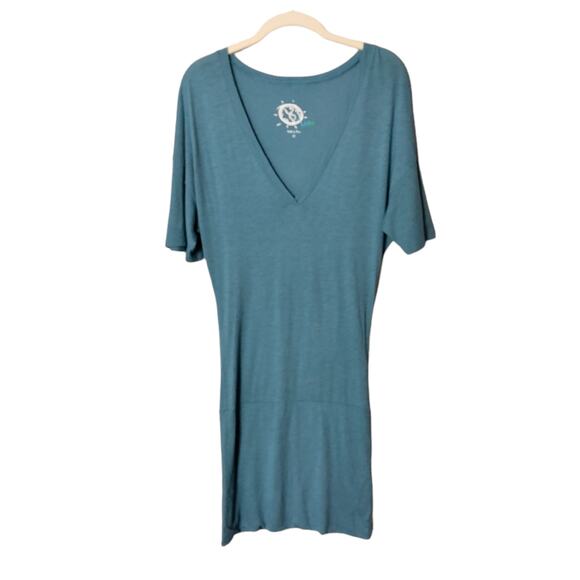 Blue Life Revolve Sz XS Heathered Blue V Neck T Shirt Mini Dress or Cover Up - Picture 1 of 5